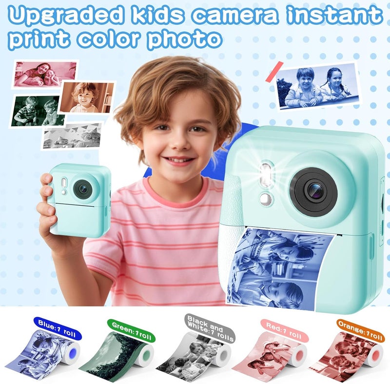 MINIBEAR Kids Camera Instant Print Color Photos, Dual-Lens Instant Print Camera for Kids, Toddler Portable Travel Digital Camera Toy for 6 7 8 Year Old Boys Girls Christmas Birthday Gifts 64GB Card - Image 2